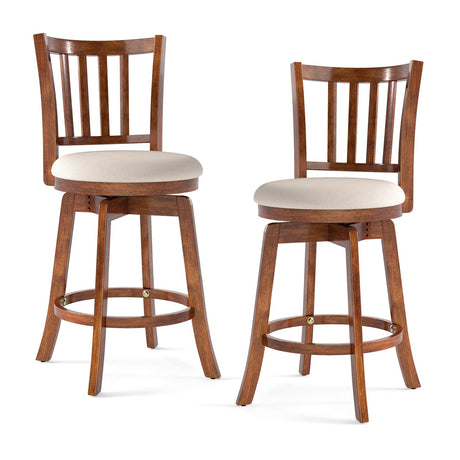 Juego de 2 sillas giratorias de altura de mostrador 360° con asiento y respaldo tapizados