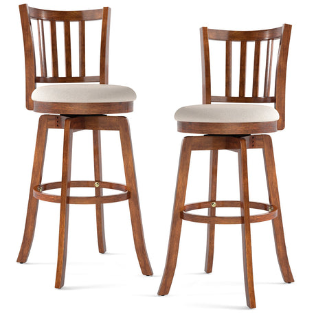 Juego de 2 sillas giratorias de altura de mostrador 360° con asiento y respaldo tapizados