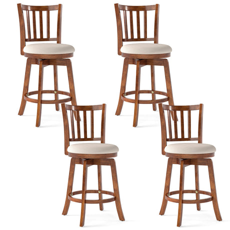 Juego de 4 sillas giratorias de altura de mostrador 360° con respaldo y asiento tapizado