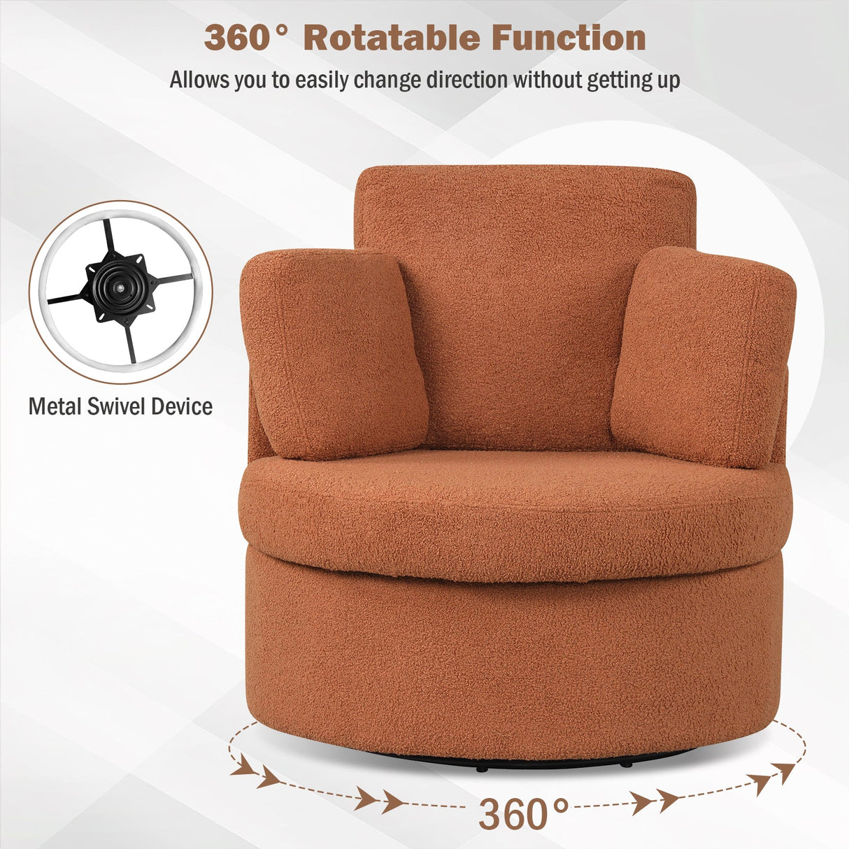 360¬∞ Swivel Accent Chair with Half Moon Storage Ottoman