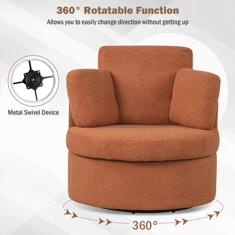 Sillón decorativo giratorio 360° con otomana de almacenamiento de media luna