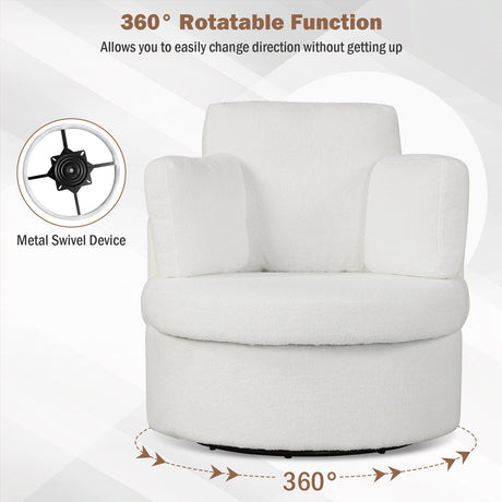 Sillón decorativo giratorio 360° con otomana de almacenamiento de media luna