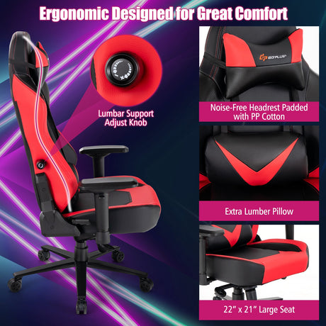Silla de ordenador giratoria 360° con ruedas para oficina o dormitorio - Roja