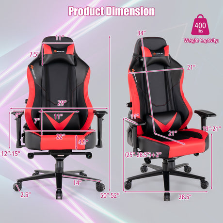 Silla de ordenador giratoria 360° con ruedas para oficina o dormitorio - Roja