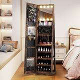 360¬∞ Swivel Freestanding Jewelry Cabinet with Lighted Full Length Mirror