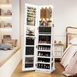 360¬∞ Swivel Freestanding Jewelry Cabinet with Lighted Full Length Mirror
