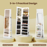360¬∞ Swivel Freestanding Jewelry Cabinet with Lighted Full Length Mirror