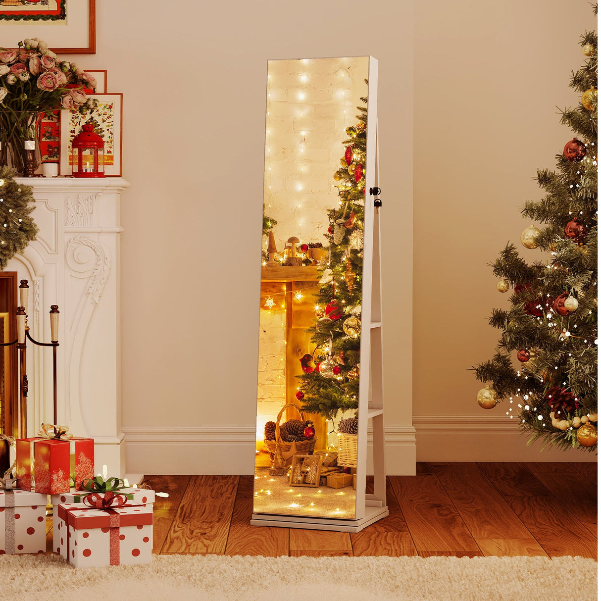360¬∞ Swivel Jewelry Cabinet with Full Length Mirror