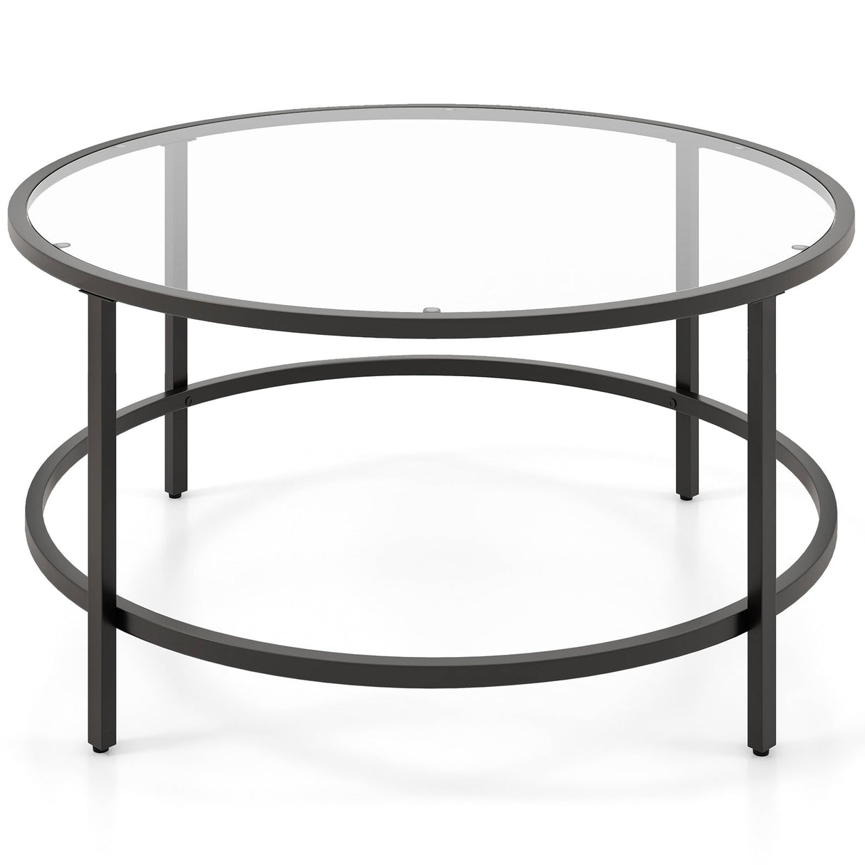 Mesa de centro redonda de 36 pulgadas con tablero de cristal templado