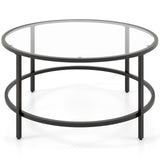 Mesa de centro redonda de 36 pulgadas con tablero de cristal templado