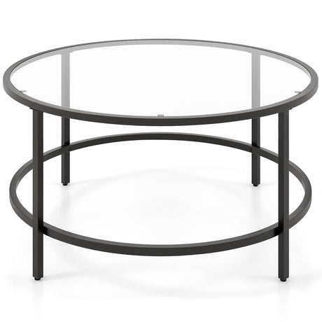 Mesa de centro redonda de 36 pulgadas con tablero de cristal templado