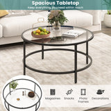 Mesa de centro redonda de 36 pulgadas con tablero de cristal templado