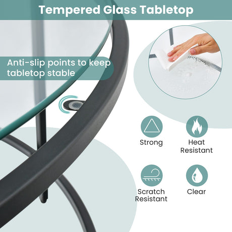 Mesa de centro redonda de 36 pulgadas con tablero de cristal templado