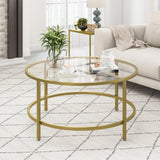 Mesa de centro redonda de 36 pulgadas con tablero de cristal templado