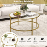 Mesa de centro redonda de 36 pulgadas con tablero de cristal templado