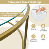 Mesa de centro redonda de 36 pulgadas con tablero de cristal templado