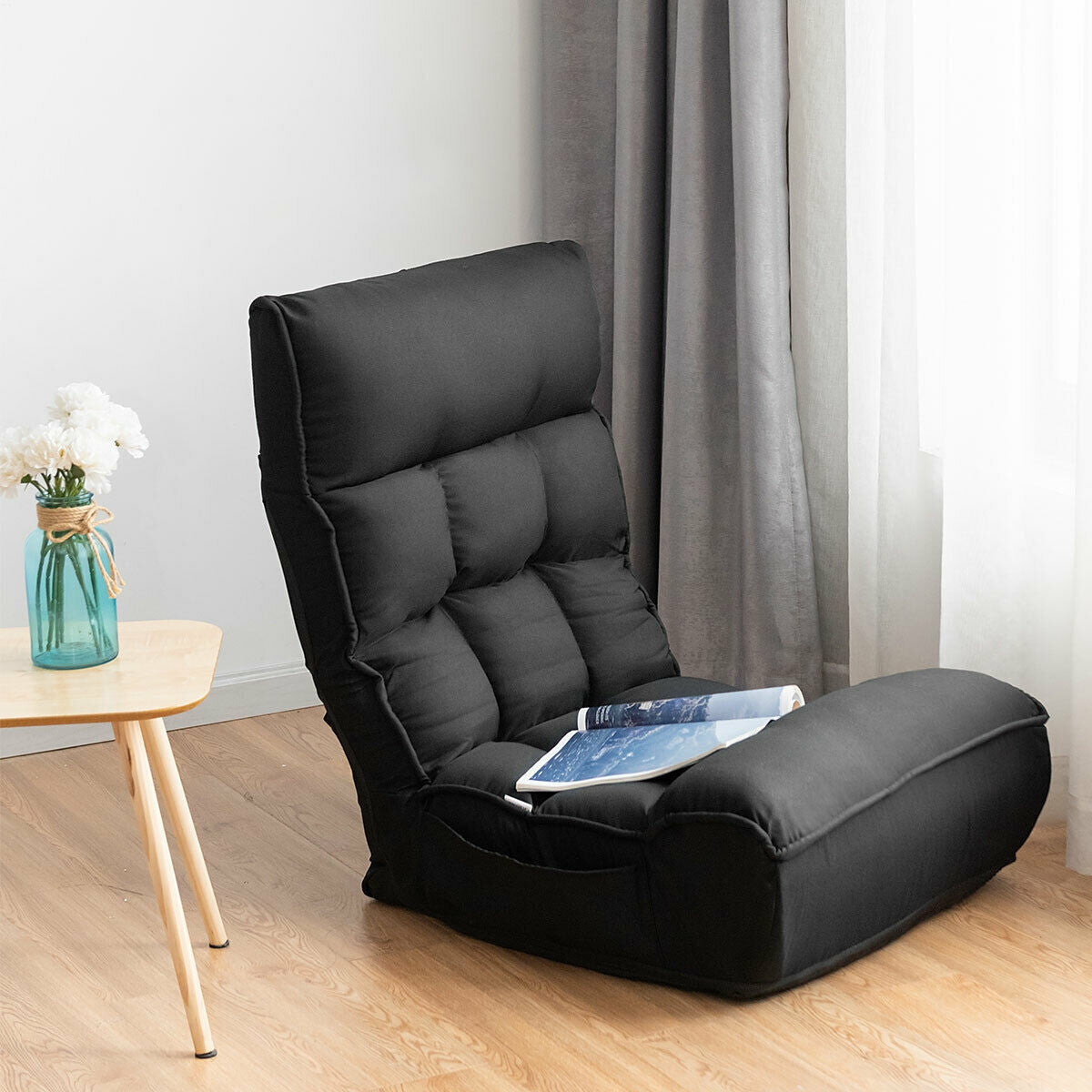 Sofá perezoso plegable con silla de suelo ajustable de 4 posiciones