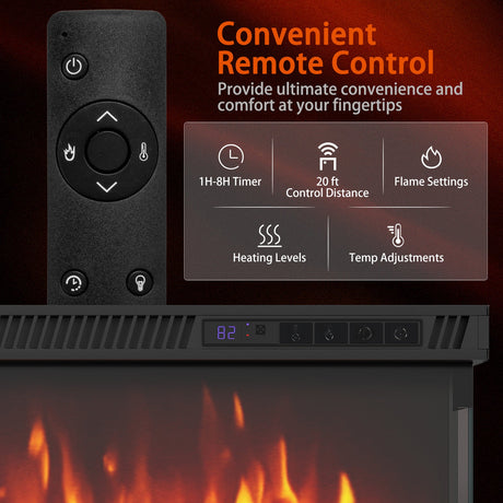 Inserto de chimenea eléctrica de 3 lados de 36/40/50/60 pulgadas de ancho con control remoto y 12 colores de llama