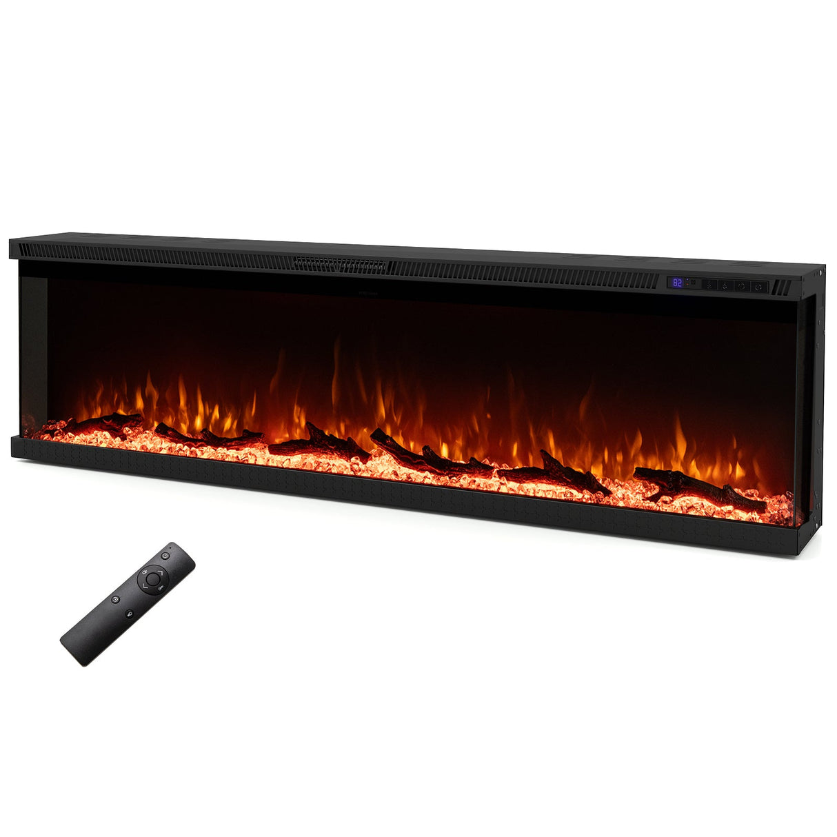 Inserto de chimenea eléctrica de 3 lados de 36/40/50/60 pulgadas de ancho con control remoto y 12 colores de llama