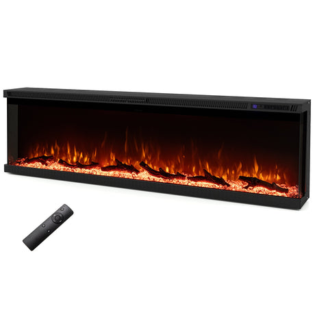Inserto de chimenea eléctrica de 3 lados de 36/40/50/60 pulgadas de ancho con control remoto y 12 colores de llama