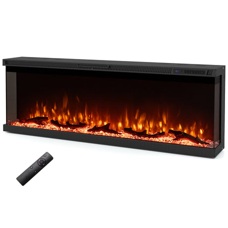 Inserto de chimenea eléctrica de 3 lados de 36/40/50/60 pulgadas de ancho con control remoto y 12 colores de llama