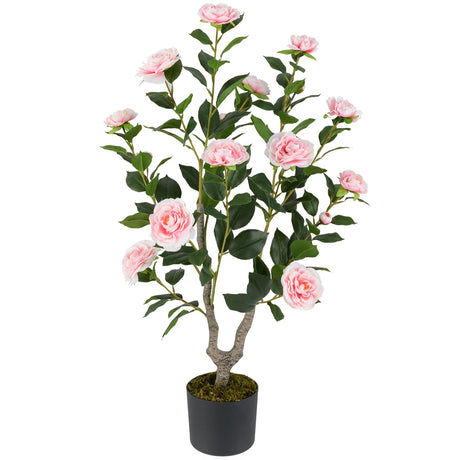 Árbol de Camelia Artificial de 36 Pulgadas con Flores Floreciendo 1 Paquete