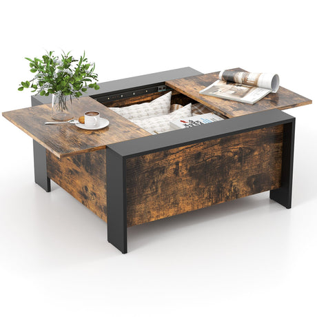 Mesa de centro de 36.5 pulgadas con tapa deslizante y compartimento oculto