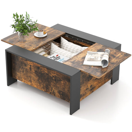 Mesa de centro de 36.5 pulgadas con tapa deslizante y compartimento oculto