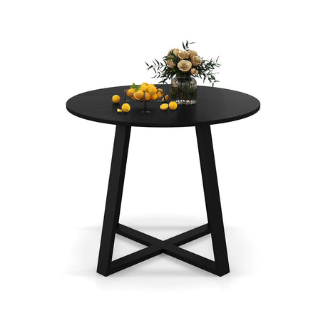 Mesa de comedor redonda de 36 pulgadas de mediados de siglo con base de pedestal para comedor - Negra