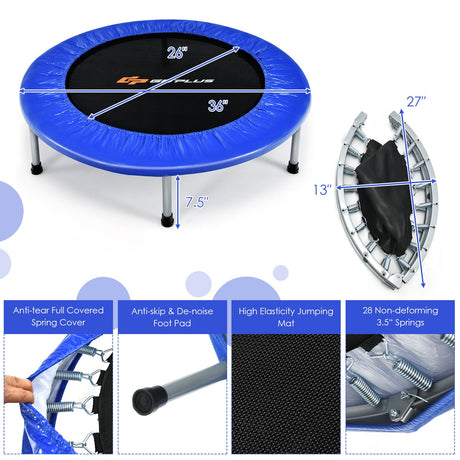 Trampolín plegable de 36 pulgadas, mini rebotador portátil para fitness y recreación