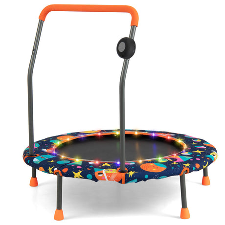Mini trampolín de 36 pulgadas con luces LED de colores y altavoz Bluetooth