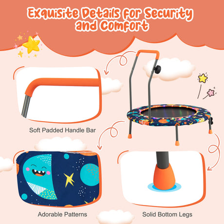Mini trampolín de 36 pulgadas con luces LED de colores y altavoz Bluetooth