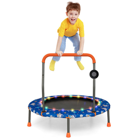 Mini trampolín de 36 pulgadas con luces LED de colores y altavoz Bluetooth