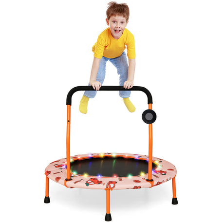 Mini trampolín de 36 pulgadas con luces LED de colores y altavoz Bluetooth