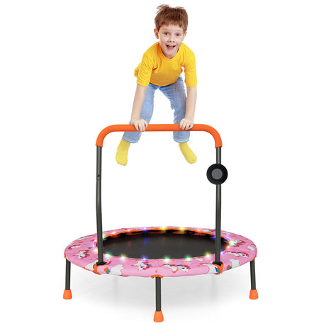Mini trampolín de 36 pulgadas con luces LED de colores y altavoz Bluetooth