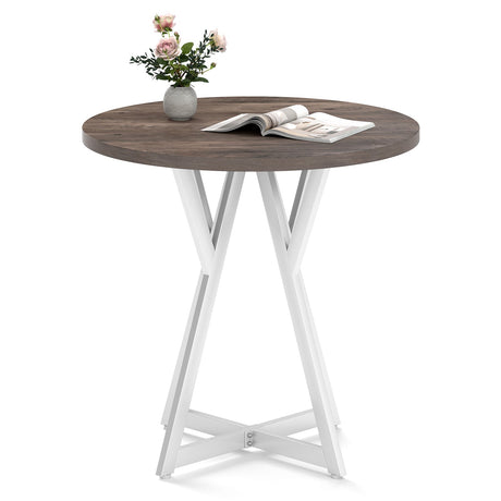 Mesa de comedor redonda de 36 pulgadas con base de pedestal de metal - Natural