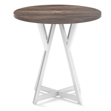 Mesa de comedor redonda de 36 pulgadas con base de pedestal de metal - Natural