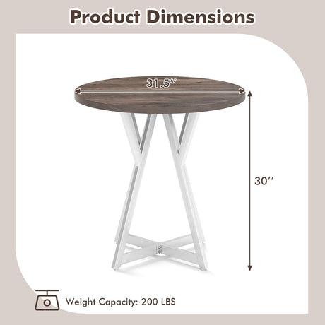 Mesa de comedor redonda de 36 pulgadas con base de pedestal de metal - Natural