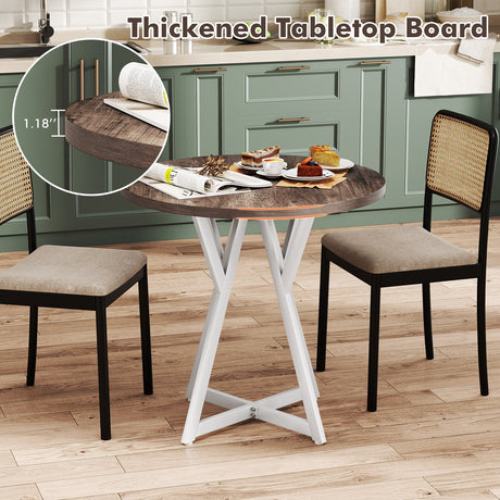 Mesa de comedor redonda de 36 pulgadas con base de pedestal de metal - Natural