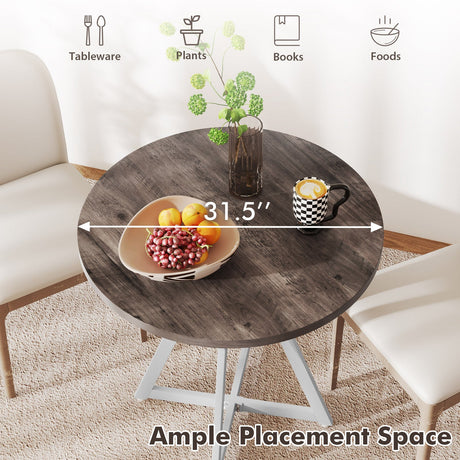 Mesa de comedor redonda de 36 pulgadas con base de pedestal de metal - Natural