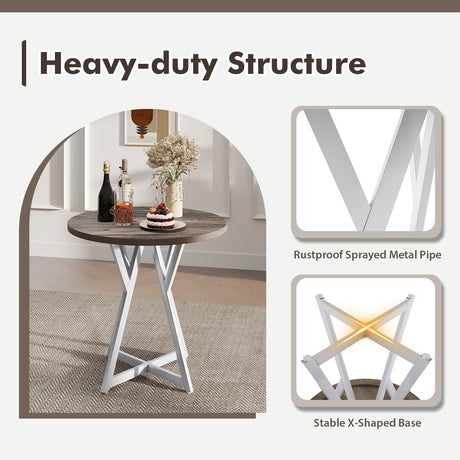 Mesa de comedor redonda de 36 pulgadas con base de pedestal de metal - Natural