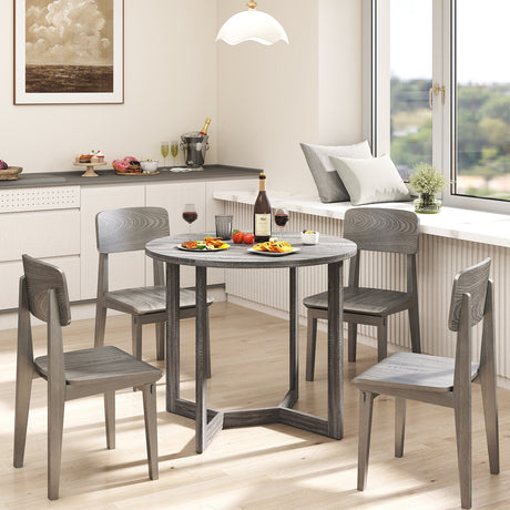 Mesa de comedor redonda de madera de 36 pulgadas para 2-4 personas con base de pedestal en forma de ala