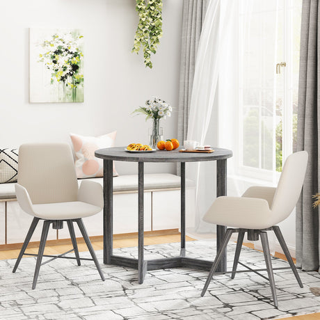Mesa de comedor redonda de madera de 36 pulgadas para 2-4 personas con base de pedestal en forma de ala