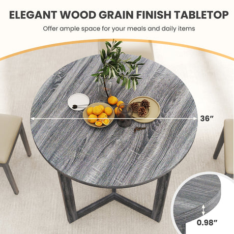 Mesa de comedor redonda de madera de 36 pulgadas para 2-4 personas con base de pedestal en forma de ala