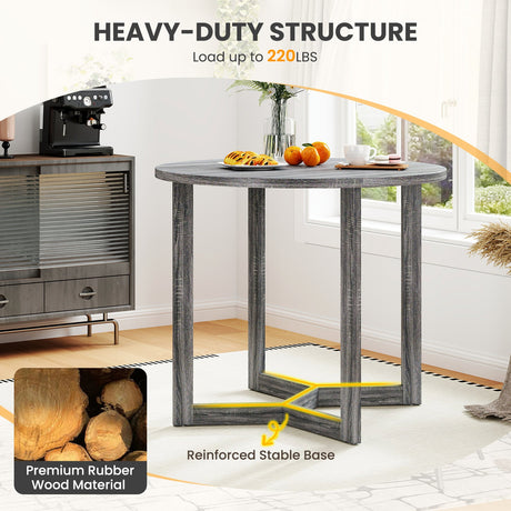 Mesa de comedor redonda de madera de 36 pulgadas para 2-4 personas con base de pedestal en forma de ala