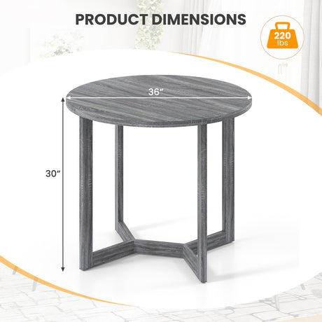 Mesa de comedor redonda de madera de 36 pulgadas para 2-4 personas con base de pedestal en forma de ala