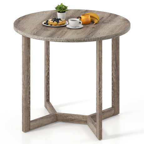 Mesa de comedor redonda de madera de 36 pulgadas para 2-4 personas con base de pedestal en forma de ala