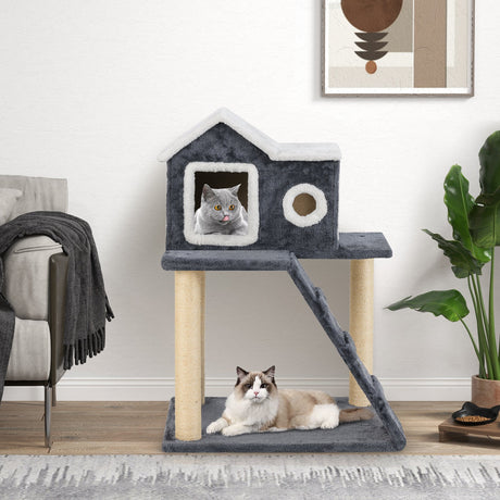 Árbol rascador de torre para gatos con rascadores de condominio y escalera de 36 pulgadas