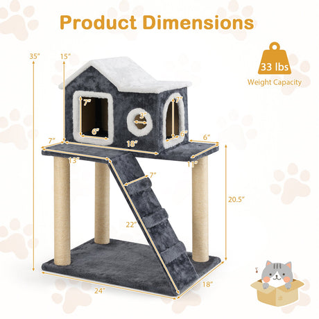 Árbol rascador de torre para gatos con rascadores de condominio y escalera de 36 pulgadas