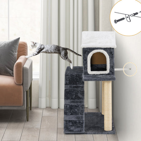 Árbol rascador de torre para gatos con rascadores de condominio y escalera de 36 pulgadas